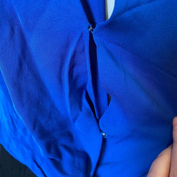 Diane Von Furstenberg Women's Reara Colorblock Silk Dress Size 10 Blue and Black - Picture 4 of 12